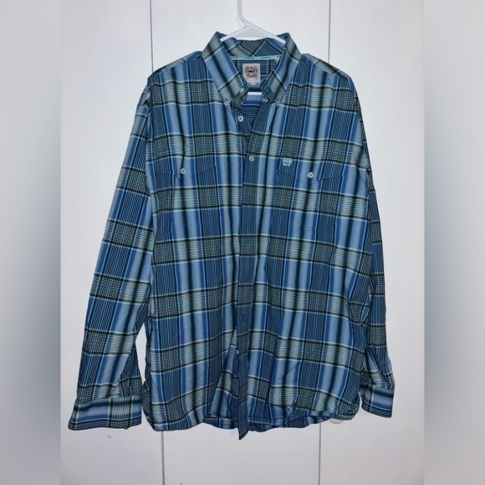 Cinch long sleeve button down— large